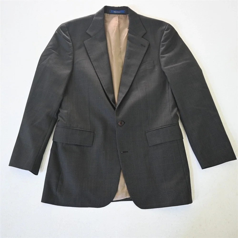 Vtg Chaps Ralph Lauren 39L 40L Glenn Check 100% Wool Mens Blazer Sport Coat